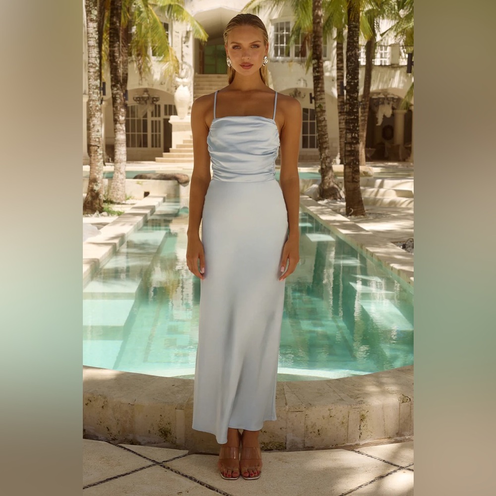 Runaway The Label Lucienne Maxi Dress - Light Blue